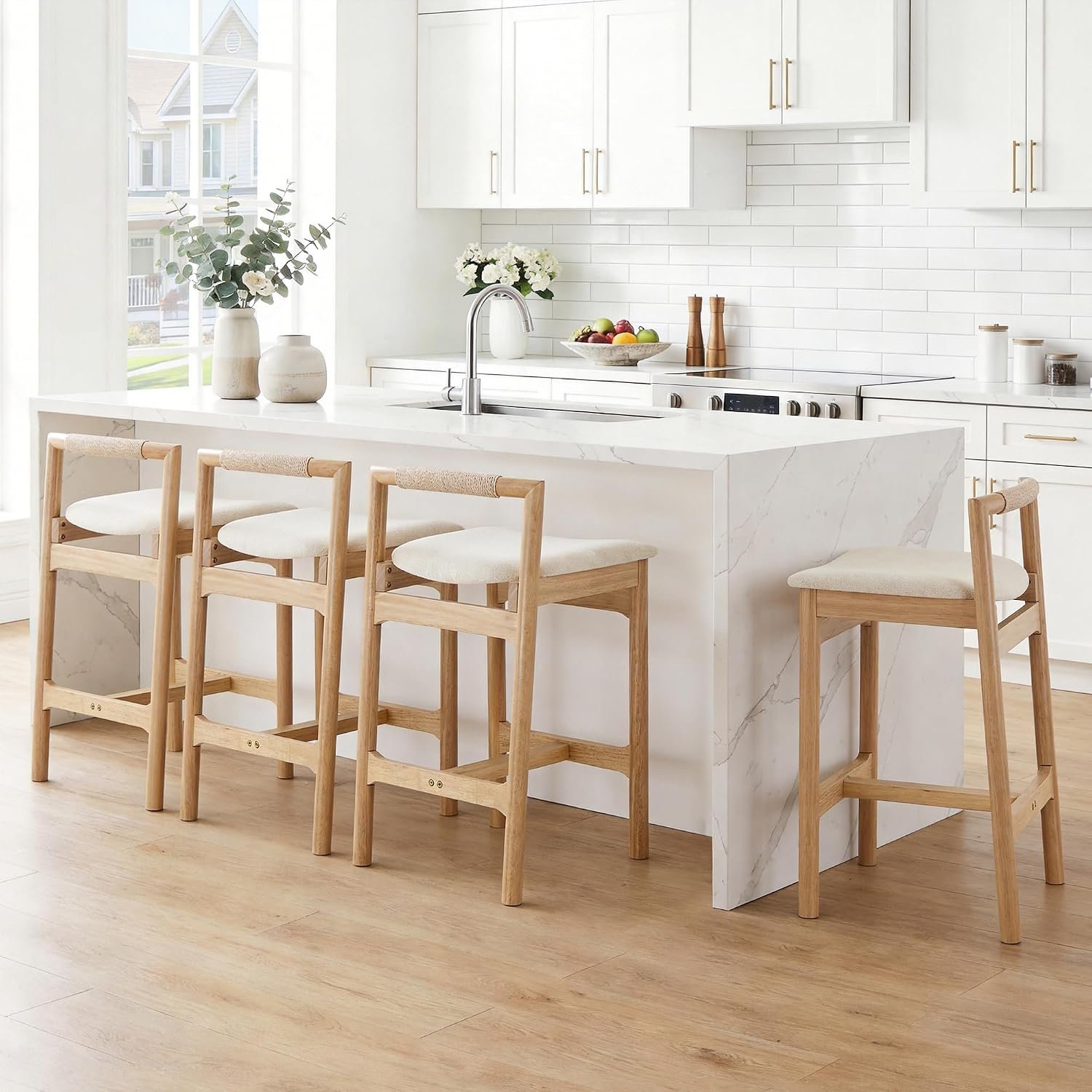 Boho Wooden Counter Height Bar