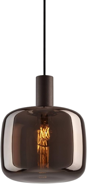 Warm brass pendant light over a kitchen island