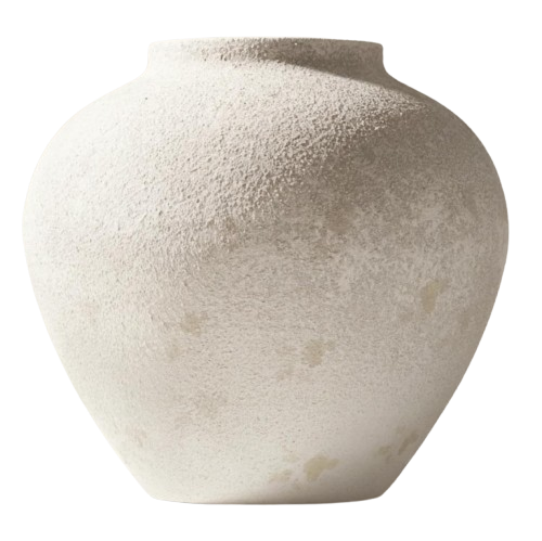 Ceramic rustic vase styled on a kitchen counter
