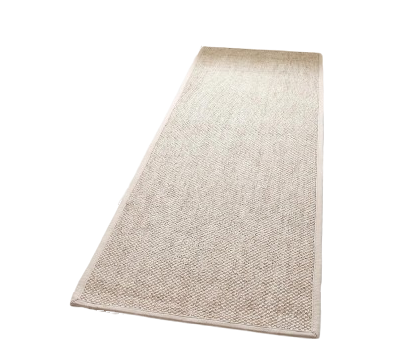 Natural woven runner rug in a neutral kitchen