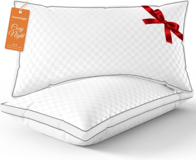 Fluffy queen size hotel-style bed pillows, set of 2