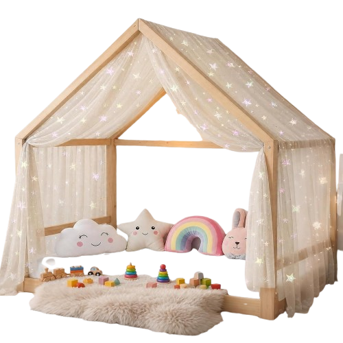 Canopy bed baldachin for a toddler room