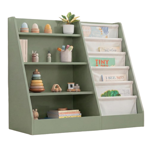 Front-facing kids bookshelf for displaying picture books