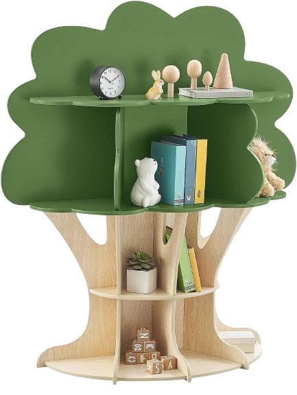 Tree-shaped bookshelf for kids room storage