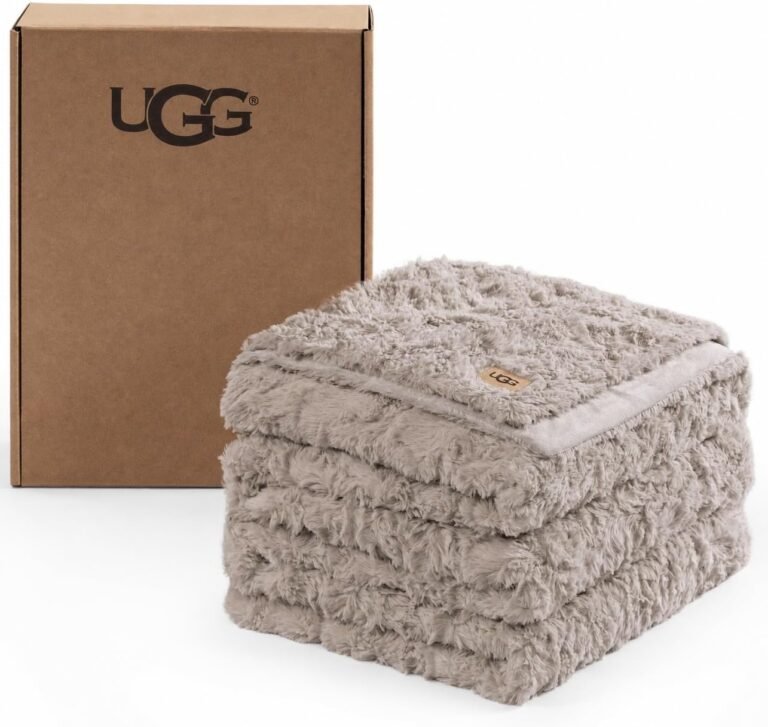 UGG Adalee faux fur king blanket in brown oyster, 110 x 90 inch