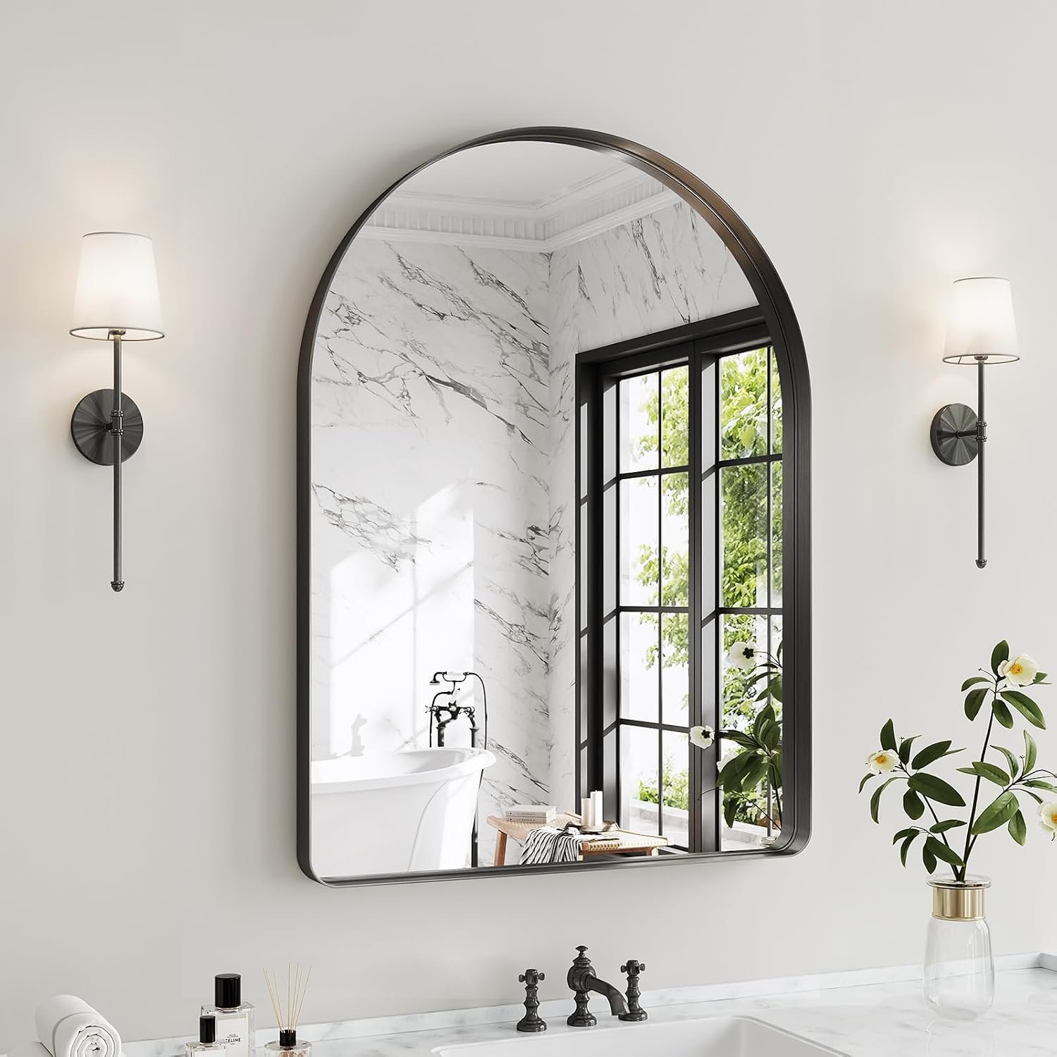 arched-black-bathroom-mirror-modern-farmhouse
