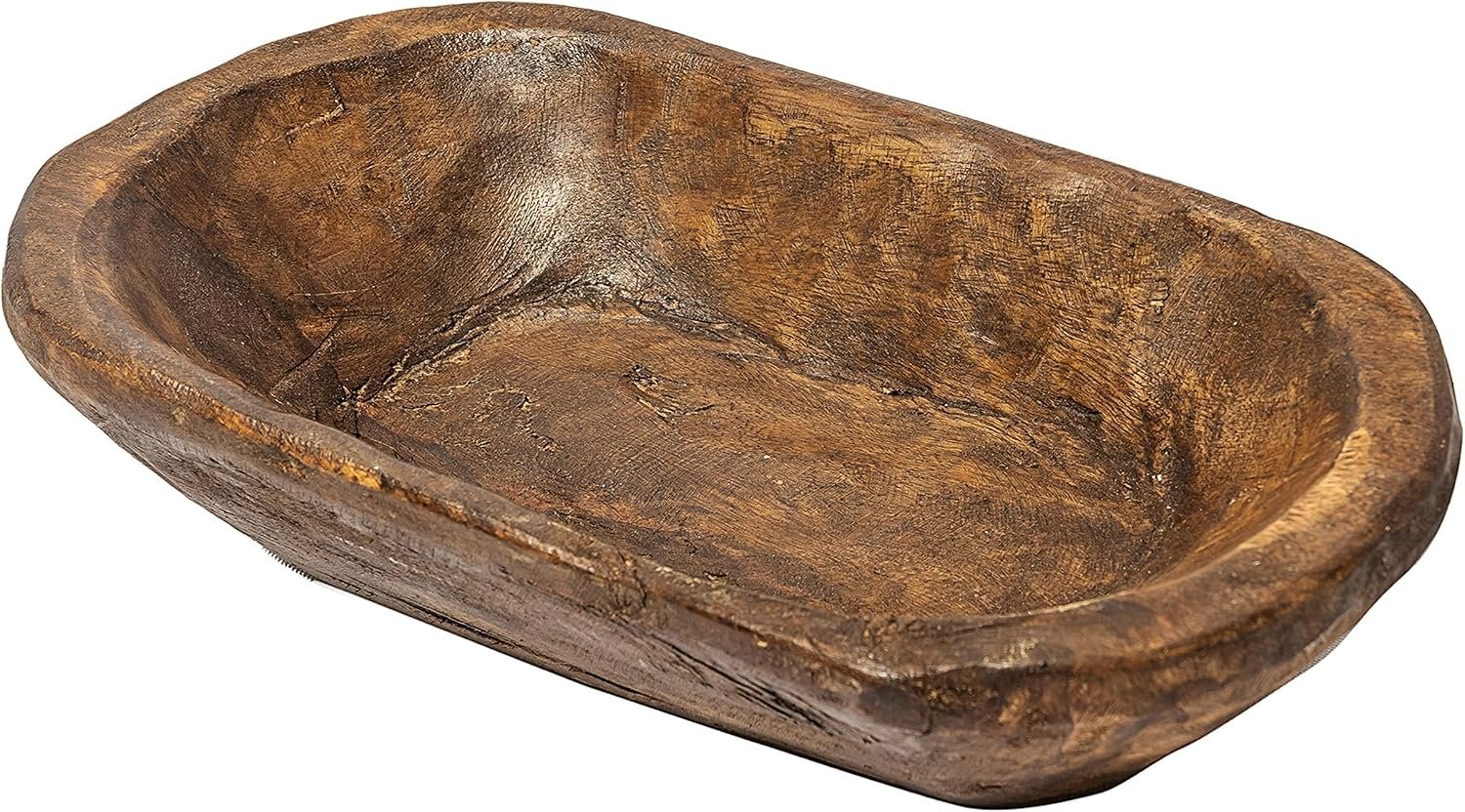 Hand carved wood decorative bowl, Spanish oak
