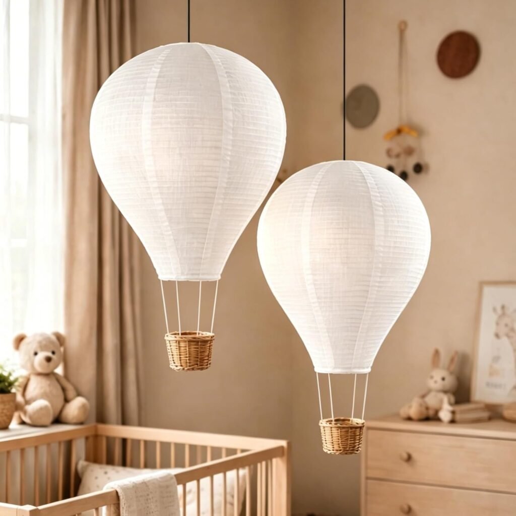 Hot air balloon wallpaper decor for a toddler room