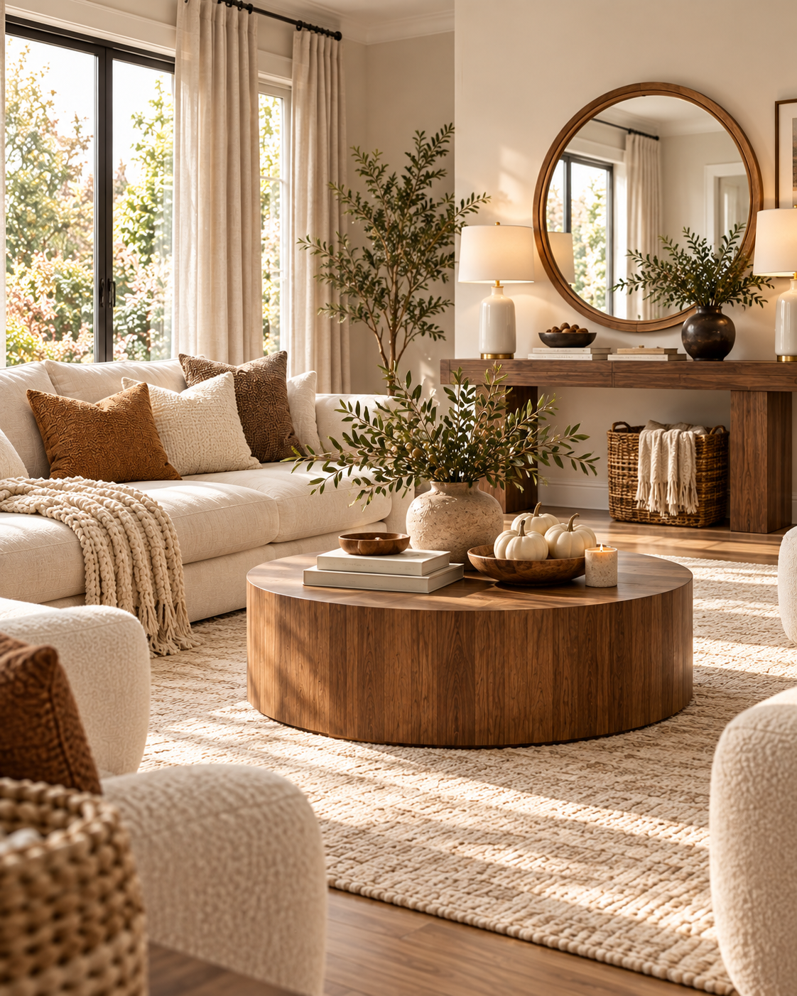 Neutral living room with soft organic modern decor
