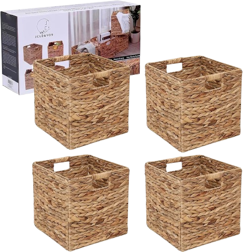 Fabric storage boxes for a toddler room shelf